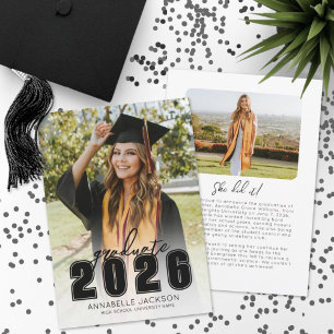 Simple Class 2025 Graduate Black Foto Abschluss Ankündigung