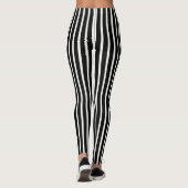 Simple Classic Black and White Vertical Striped Leggings (Rückseite)