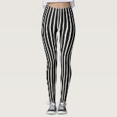 Simple Classic Black and White Vertical Striped Leggings (Vorderseite)