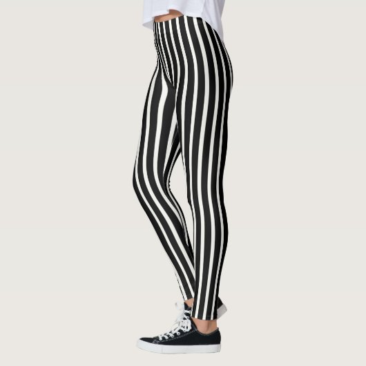 Simple Classic Black and White Vertical Striped Leggings (Links)