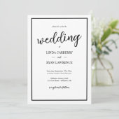 Simple Classic Black and White Wedding Invitation Einladung (Stehend Vorderseite)