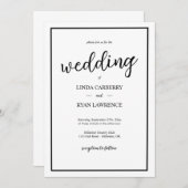 Simple Classic Black and White Wedding Invitation Einladung (Vorne/Hinten)
