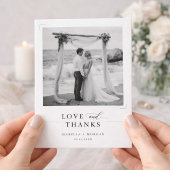 Simple Classic Black and White Wedding Photo Dankeskarte