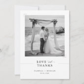 Simple Classic Black and White Wedding Photo Dankeskarte (Vorderseite)