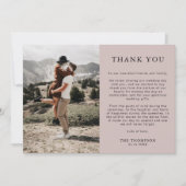 Simple Classic Boho Beige 2 Foto Hochzeit Dankeskarte (Vorderseite)