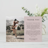 Simple Classic Boho Beige 2 Foto Hochzeit Dankeskarte (Stehend Vorderseite)