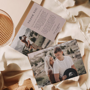 Simple Classic Boho Beige 2 Foto Hochzeit Dankeskarte