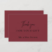 Simple classic Burgundy wedding thank you cards Dankeskarte (Vorne/Hinten)