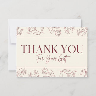 Simple classic Burgundy wedding thank you cards Dankeskarte