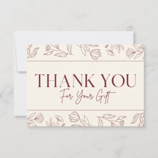 Simple classic Burgundy wedding thank you cards Dankeskarte (Vorderseite)