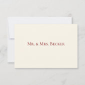 Simple classic Burgundy wedding thank you cards Dankeskarte (Rückseite)