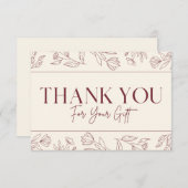 Simple classic Burgundy wedding thank you cards Dankeskarte (Vorne/Hinten)