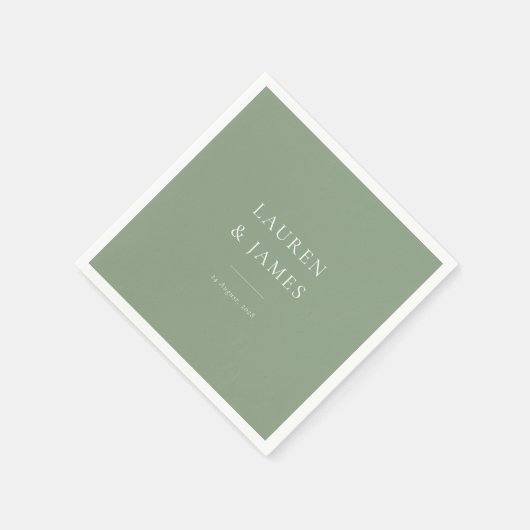 Simple Classic Couples Name & Date Wedding Serviette (Ecke)