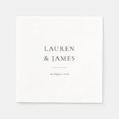 Simple Classic Couples Name & Date Wedding Serviette (Vorderseite)