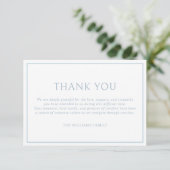 Simple Classic Dusty Blue Frame Funeral Sympathy Dankeskarte (Stehend Vorderseite)