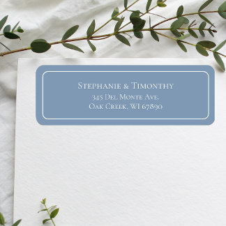 Simple Classic Dusty Blue Wedding Rücksendeadresse