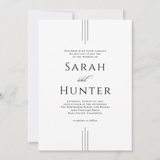 Simple Classic Elegant Typography Wedding Einladung (Vorderseite)