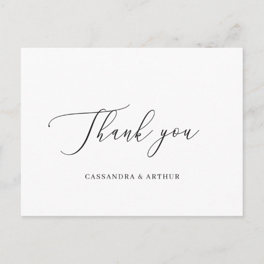 Simple Classic Elegant Wedding Vielen Dank Postkarte (Vorderseite)