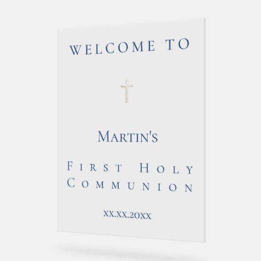 simple classic First Holy Communion welcome  Acrylschild (Winkel)