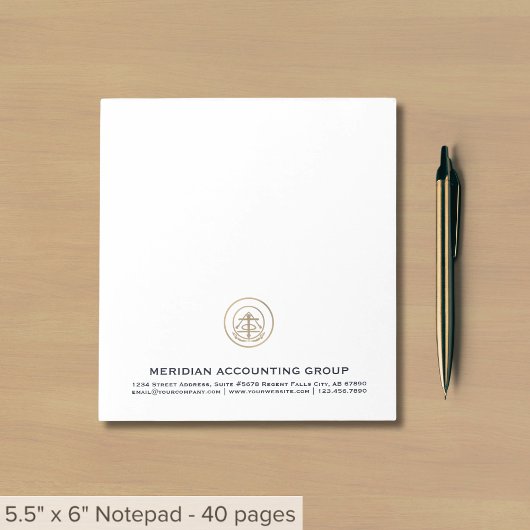 Simple Classic Gold Siegel Logo Business Notepad Notizblock