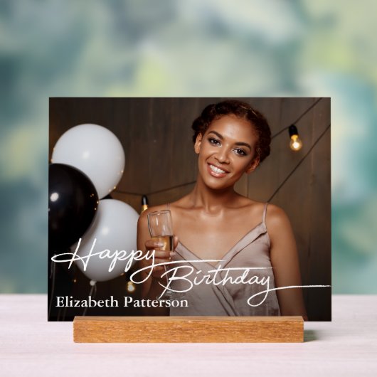 Simple Classic Happy Birthday Foto Acrylschild (Neutral)