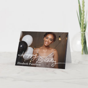 Simple Classic Happy Birthday Foto Karte