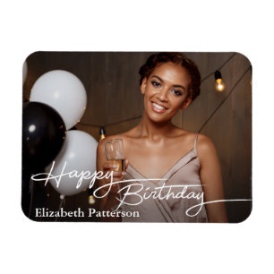 Simple Classic Happy Birthday Foto Magnet