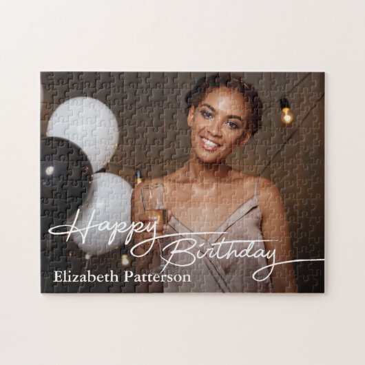 Simple Classic Happy Birthday Foto Puzzle (Horizontal)