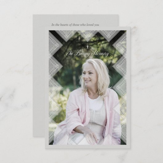 Simple Classic Lace Photo Funeral Service Mitteilungskarte (Vorne/Hinten)