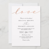 Simple Classic Love Script Rose QR Code Wedding Einladung (Vorderseite)