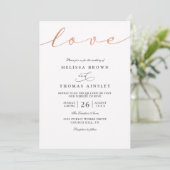 Simple Classic Love Script Rose QR Code Wedding Einladung (Stehend Vorderseite)