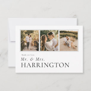 Simple Classic Mr. und Mrs. Foto Collage Wedding Dankeskarte