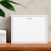 Simple Classic Navy Blue Bordered Monogram Mitteilungskarte