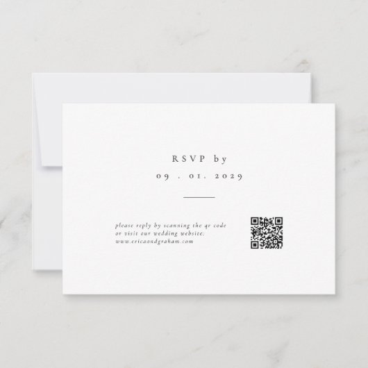Simple Classic QR Code Wedding RSVP Card Karte (Vorderseite)