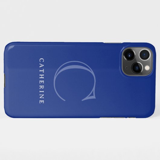 Simple Classic Royal Blue Script Monogram iPhone Hülle (Rückseite (Horizontal))