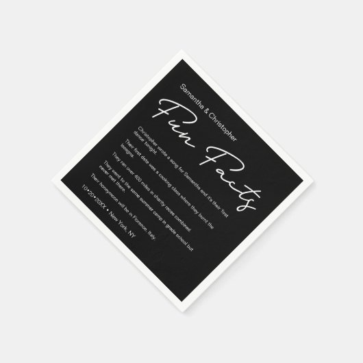 SImple Classic Schwarz-weißer Hochzeitspass Serviette (Ecke)