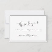 Simple Classic Silver Black Wedding Danke Karte (Vorderseite)