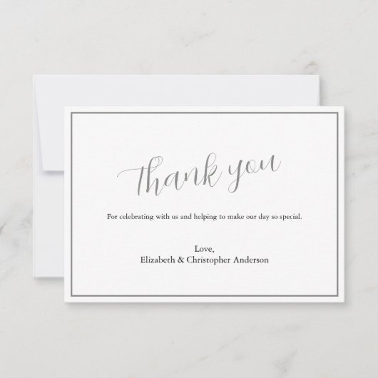 Simple Classic Silver Black Wedding Danke Karte (Vorderseite)