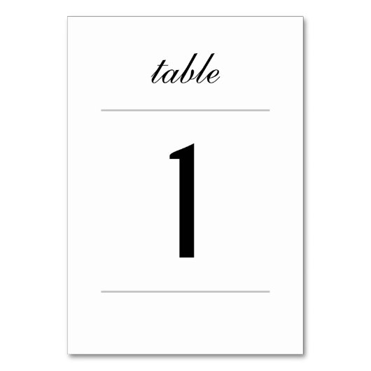 Simple Classic Table Card Tischnummer (Rückseite)