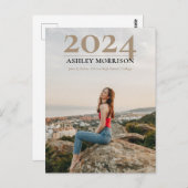 Simple Classy 2024 Foto Tan Abschluss Postkarte (Vorne/Hinten)