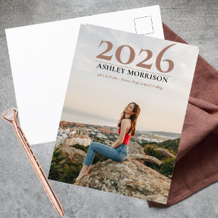 Simple Classy 2025 Foto Terracotta Abschluss Postkarte
