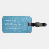 Simple Classy Aqua Turquoise Sky Blue Leather Loun Gepäckanhänger (Rückseite horizontal)