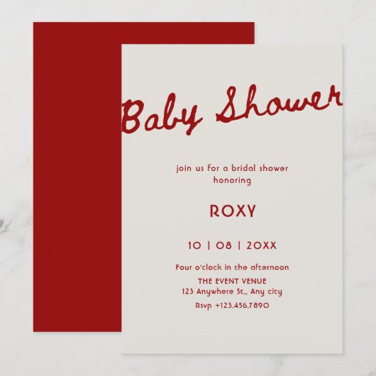 Simple classy baby shower  einladung (Vorne/Hinten)