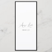 Simple Classy Black & White Border Script Wedding Menükarte (Rückseite)