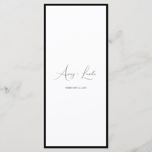 Simple Classy Black & White Border Script Wedding Menükarte (Rückseite)