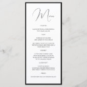 Simple Classy Black & White Border Script Wedding Menükarte (Vorderseite)