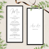 Simple Classy Black & White Border Script Wedding Menükarte