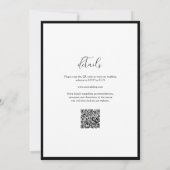 Simple Classy Black & White Border Wedding QR Code Einladung (Rückseite)