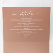 Simple Clay Terra Cotta & Yellow Ombre Wedding Dreifach Gefaltete Einladung (Innen Erste Seite)