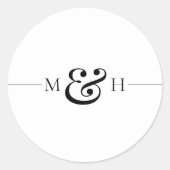 Simple Clean Black Line Monogram Wedding Favor Runder Aufkleber (Vorderseite)